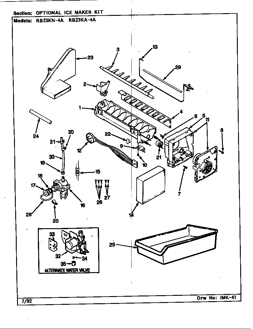 Optional ice maker kit (rb23ka-4a/bg95a) (rb23ka-4a/bg95c) (rb23kn-4a/bg94a) (rb23kn-4a/bg94c)