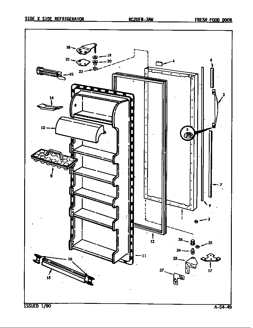 Fresh food door (rc20fa-3aw/5n35a) (rc20fn-3aw/5n35a) (rc20fa-3aw/8n73a) (rc20fn-3aw/8n73a)
