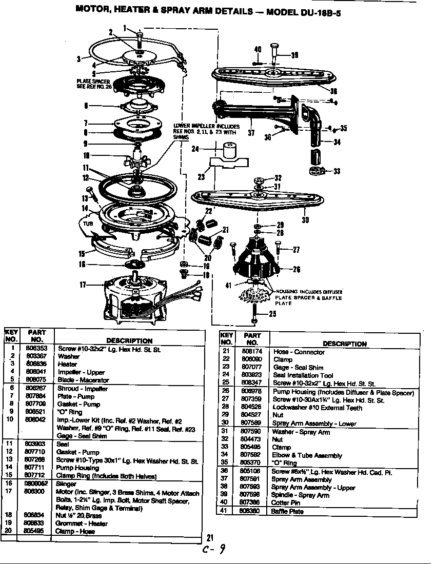 Motor, heater & spray arm