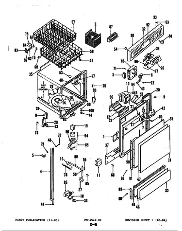 Control panel, door, rack, det.cup & tub