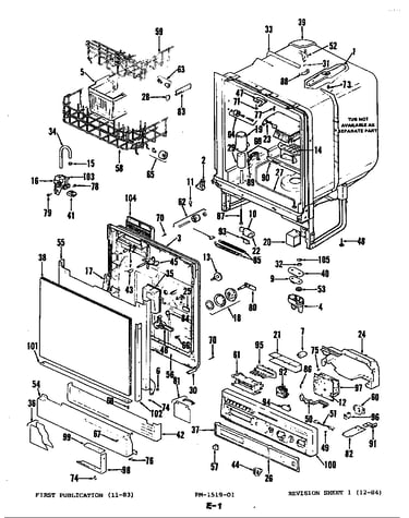 Control panel, door, rack, det.cup & tub