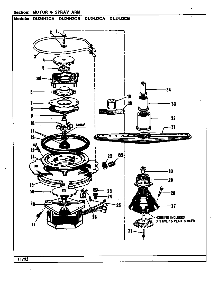 MOTOR & SPRAY ARM