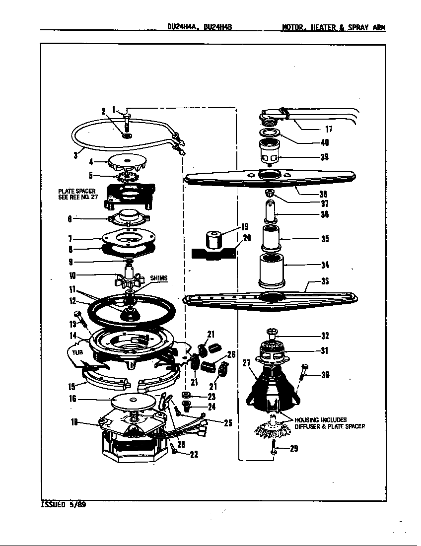 Motor, heater & spray arm