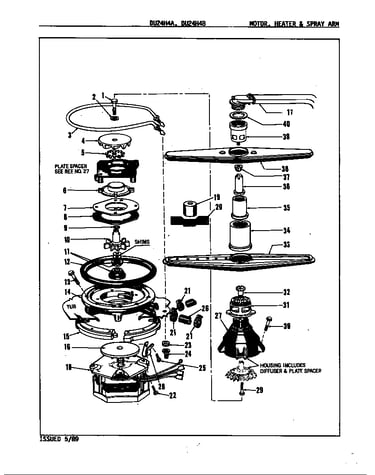 Motor, heater & spray arm