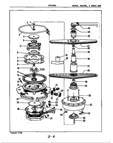 Motor, heater & spray arm