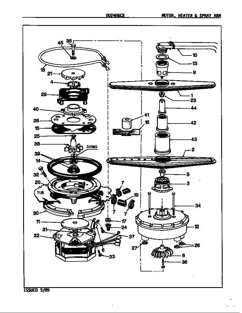 Motor, heater & spray arm