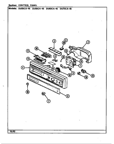 Control panel(du55ca/cn,du65ca,du75c-45) (du55ca-45) (du55cn-45) (du65ca-45) (du75ca-45)