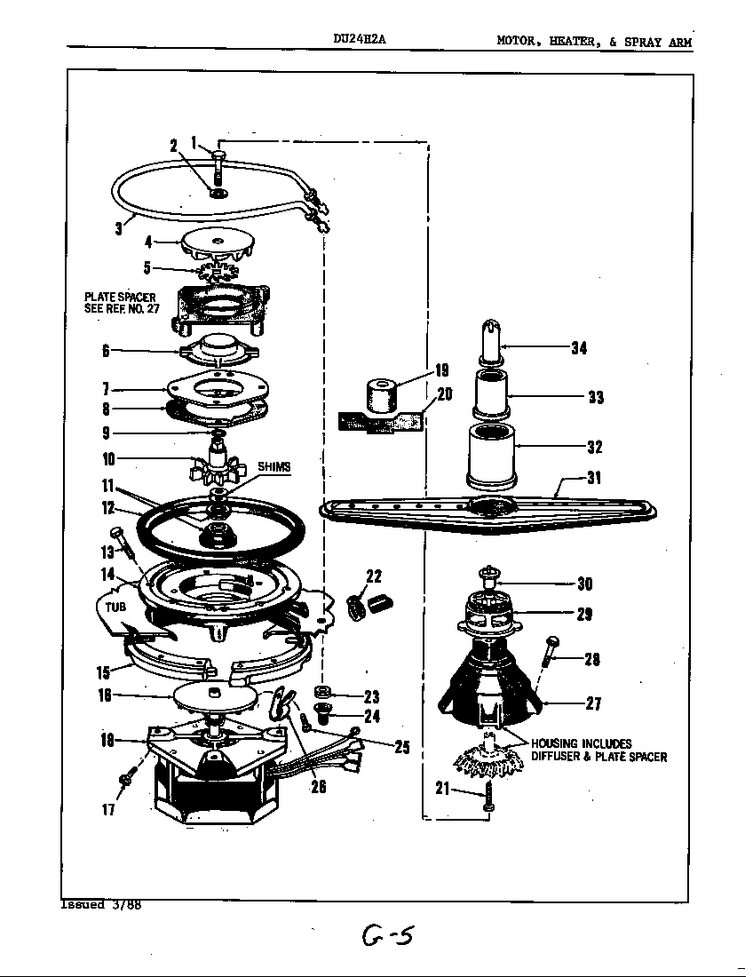 Motor, heater & spray arm