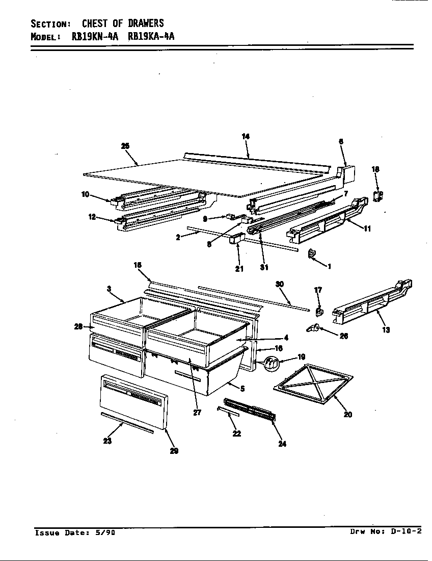 Chest of drawers (rb19ka-4a/ag65a) (rb19ka-4a/ag65b) (rb19kn-4a/ag64a) (rb19kn-4a/ag64b)