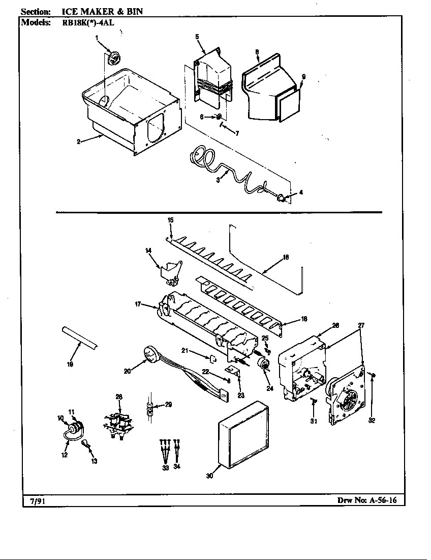 Ice maker & bin