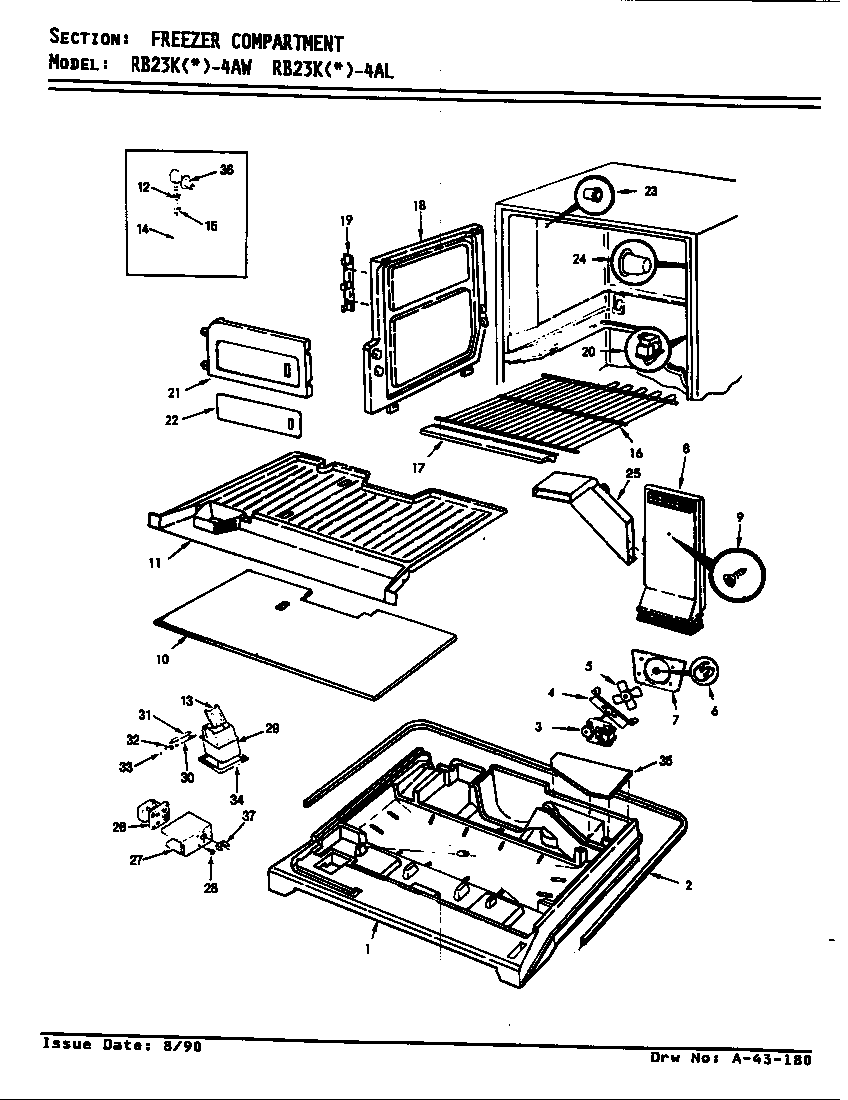 Freezer compartment (rb23ka-4aw/bg97a) (rb23kn-4aw/bg98a)