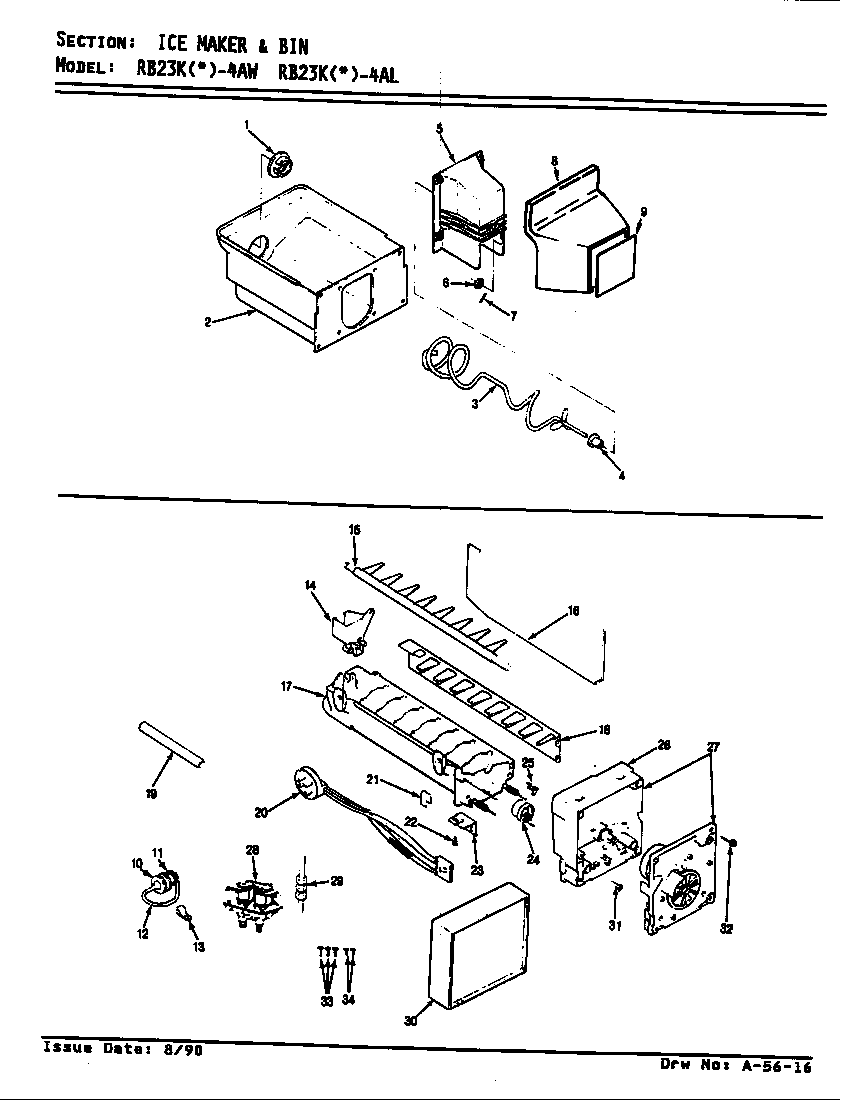 Ice maker & bin (rb23ka-4aw/bg97a) (rb23kn-4aw/bg98a)