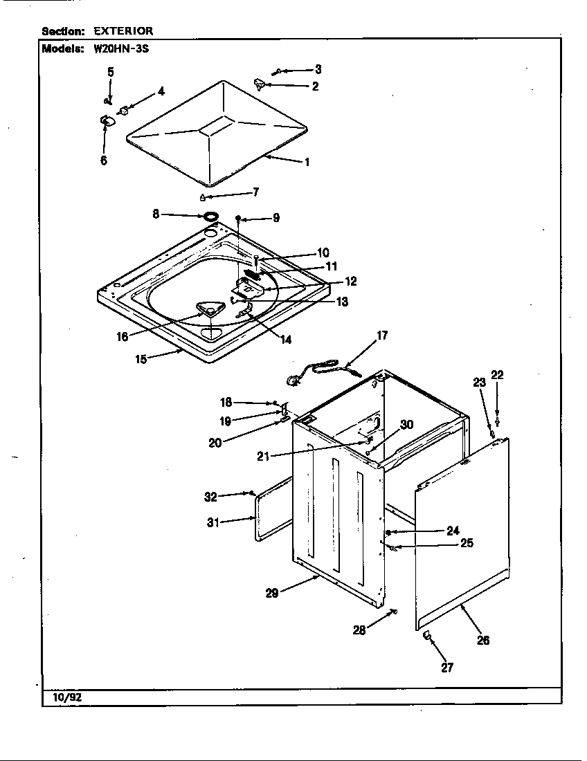 EXTERIOR (W20HN3S)(REV. A-E) (W20HA3S) (W20HN3S) (W20HY3S)