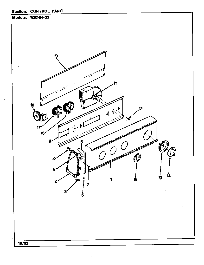 CONTROL PANEL (REV. A-E)(W20HN3S) (W20HA3S) (W20HN3S) (W20HY3S)