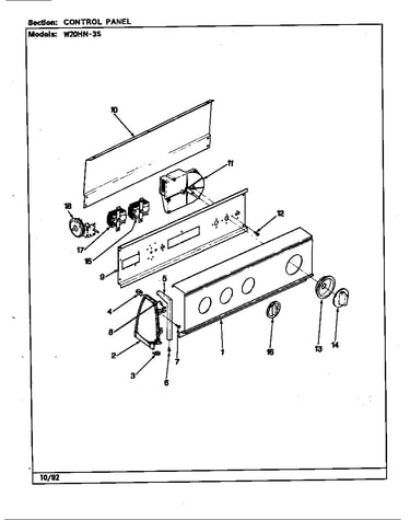 Control panel (rev. a-e)(w20hn3s) (w20ha3s) (w20hn3s) (w20hy3s)