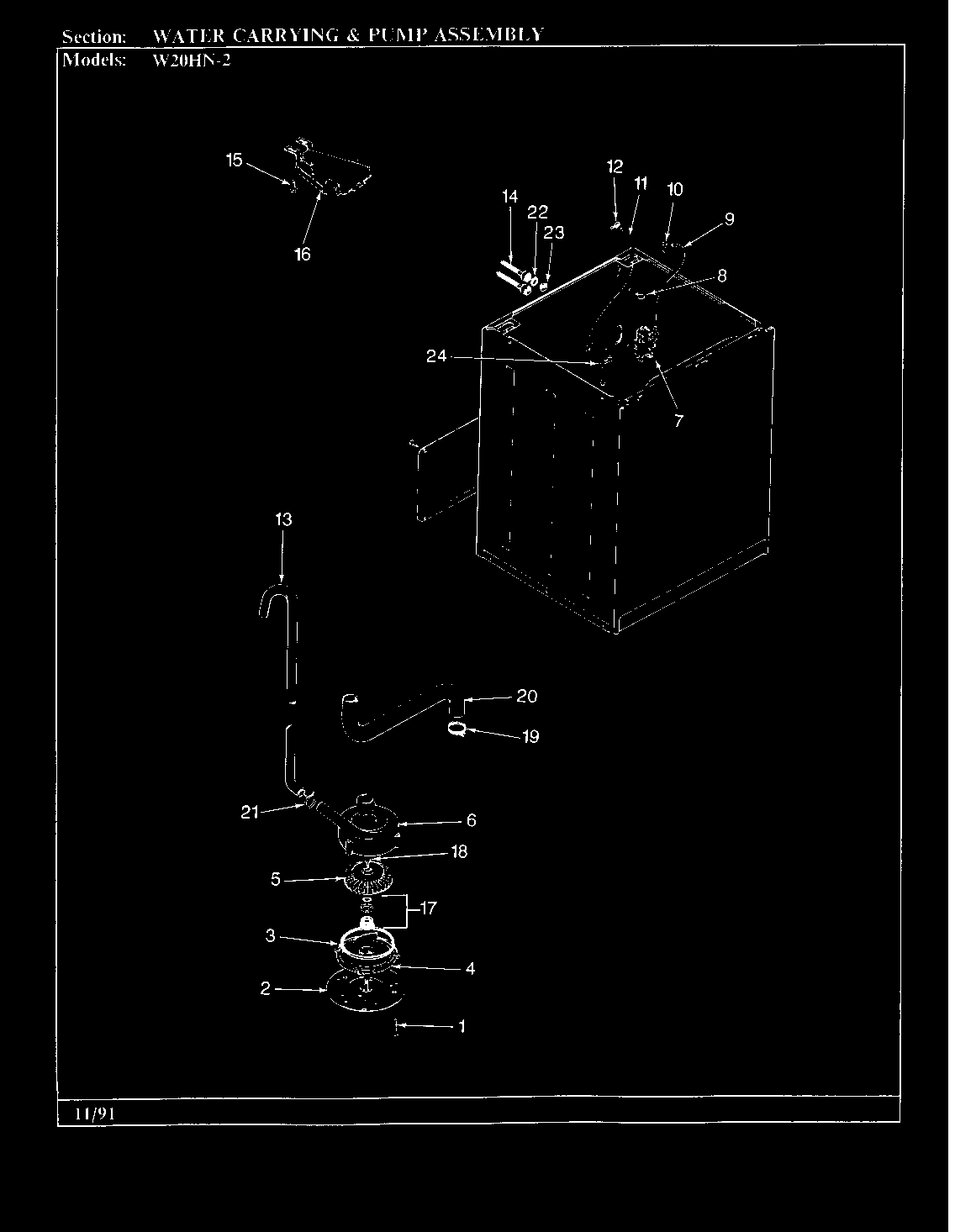 Water carrying & pump assy. (rev. j-n)