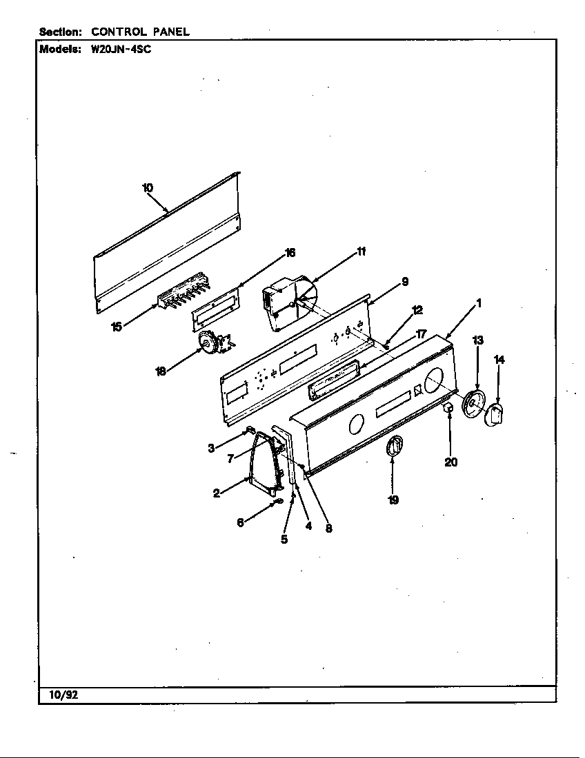 CONTROL PANEL (REV. A)(W20JN4SC)