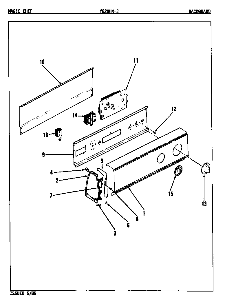 CONTROL PANEL (YG20HA3) (YG20HN3) (YG20HY3)