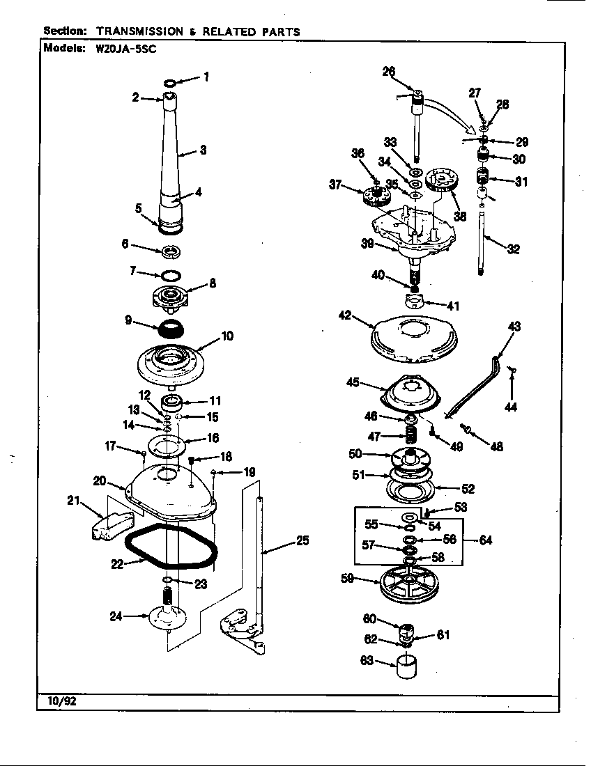 TRANSMISSION & RELATED PARTS (REV. A-D) (W20JA5SC)