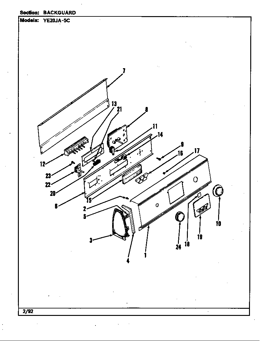 Control panel (ye20ja5c)(rev. a) (ye20ja5c)
