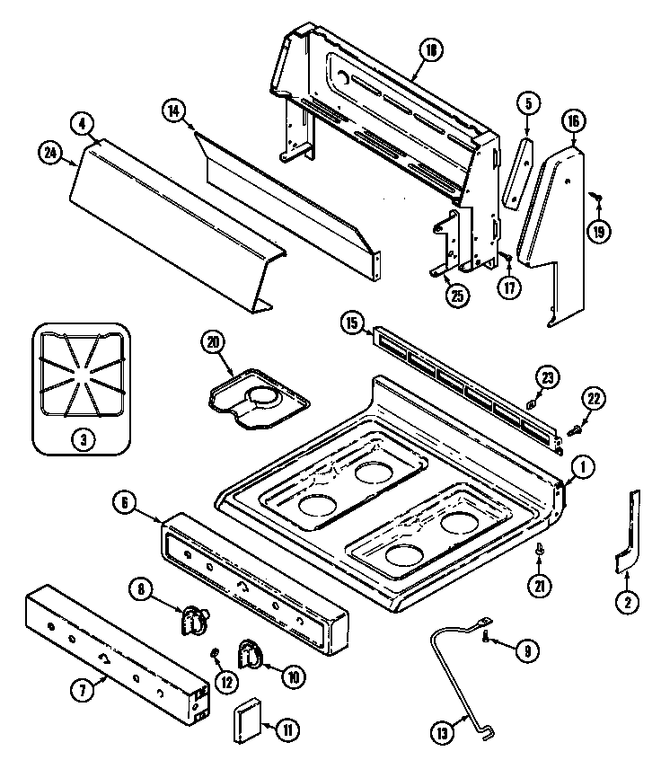 Top assembly/control panel