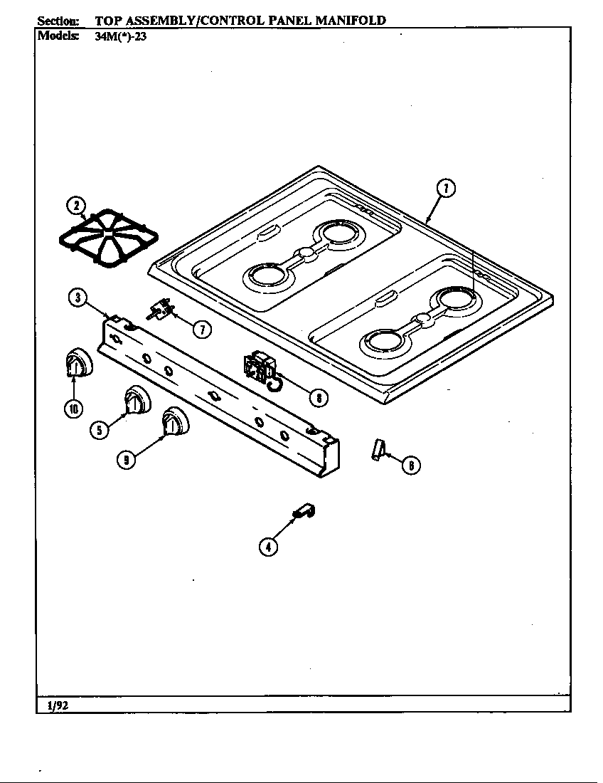 Top assy./control panel