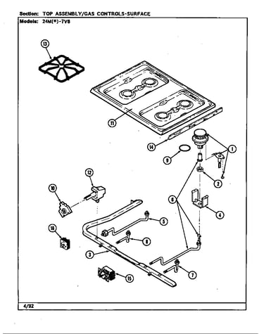 Top assembly/gas controls-surface