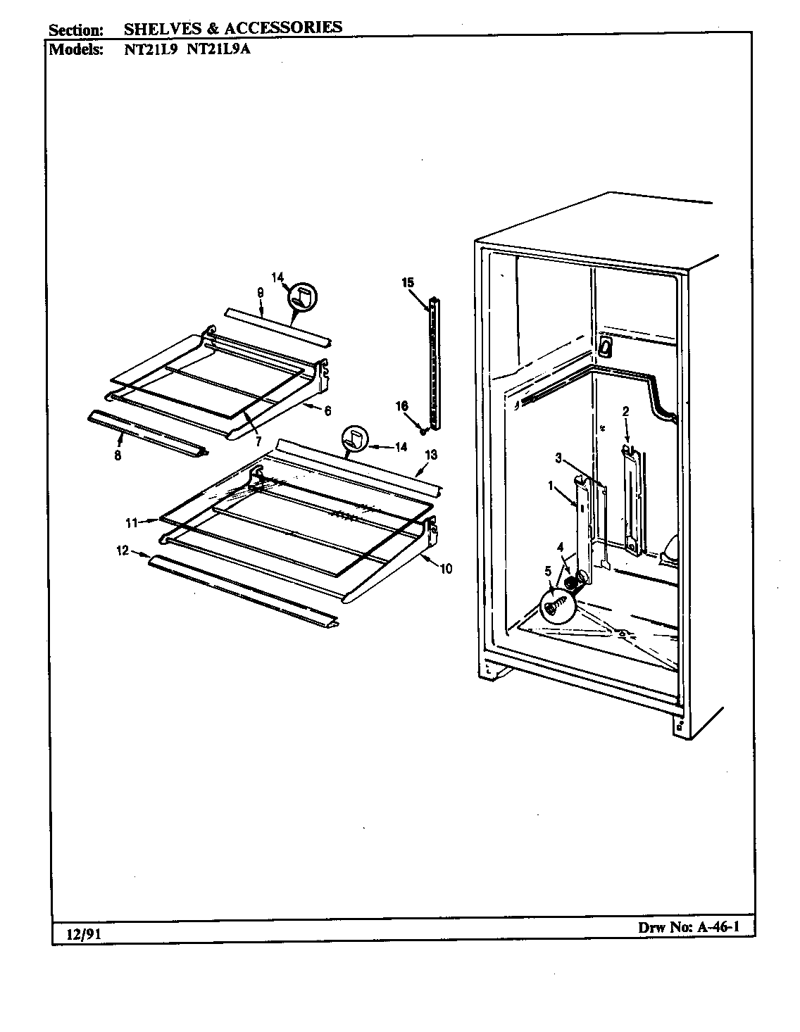 Shelves & accessories (nt21l9/ba75a) (nt21l9/ba75b) (nt21l9a/ba76a) (nt21l9a/ba76b)