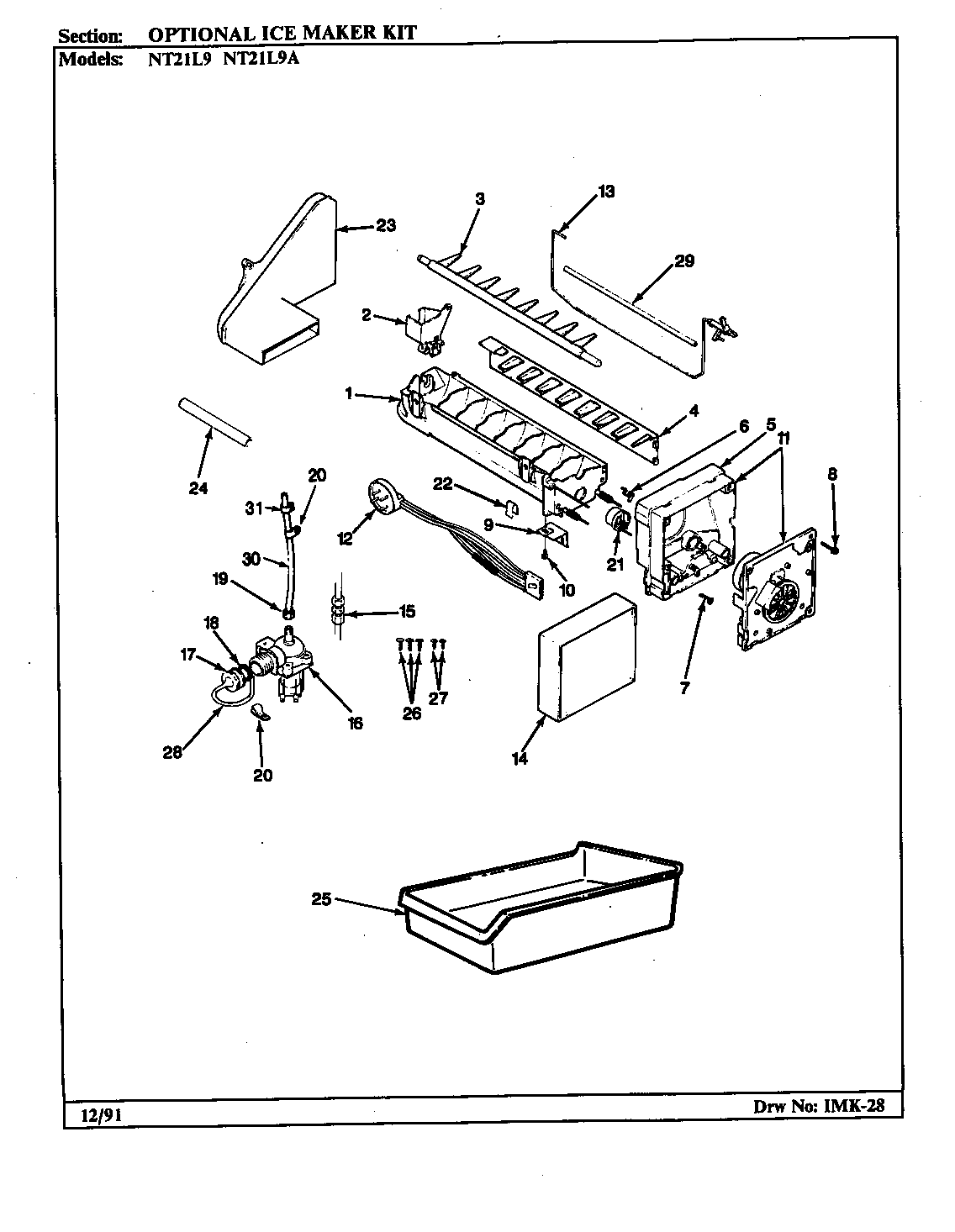 Optional ice maker kit (nt21l9/ba75a) (nt21l9/ba75b) (nt21l9a/ba76a) (nt21l9a/ba76b)