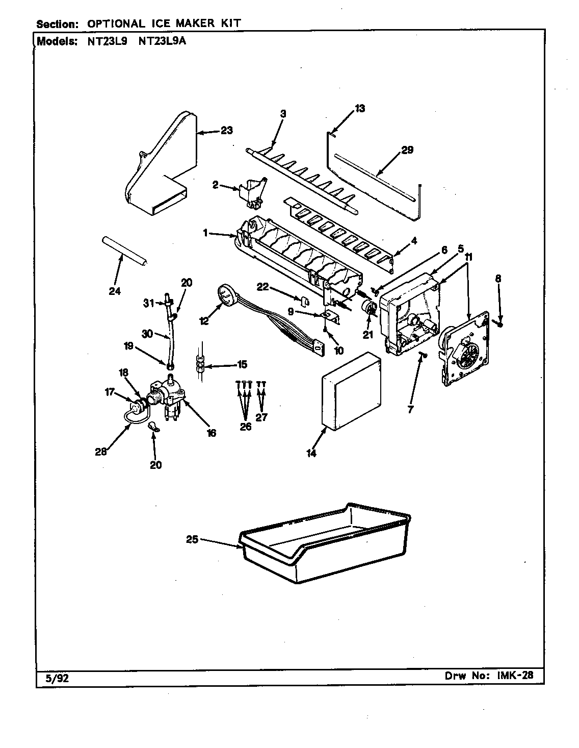 Optional ice maker kit (nt23l9/ba98b) (nt23l9/ba98c) (nt23l9a/ba99b) (nt23l9a/ba99c)
