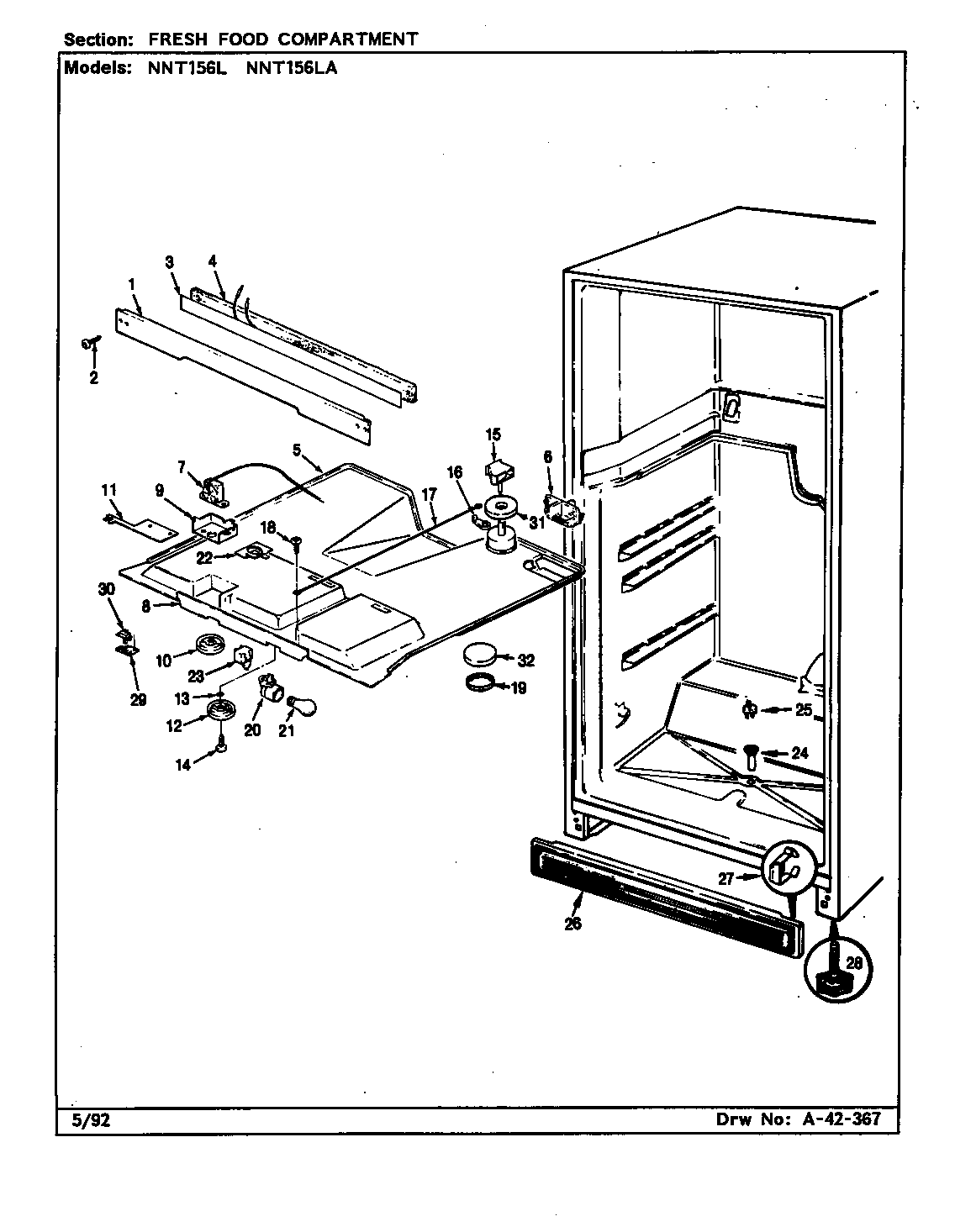 FRESH FOOD COMPARTMENT (NNT156L/CC01A) (NNT156L/CC01B) (NNT156LA/CC02A) (NNT156LA/CC02B)