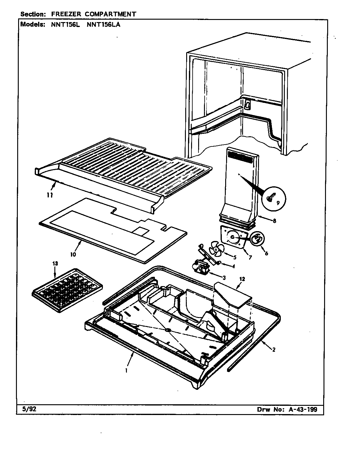 FREEZER COMPARTMENT (NNT156L/CC01A) (NNT156L/CC01B) (NNT156LA/CC02A) (NNT156LA/CC02B)