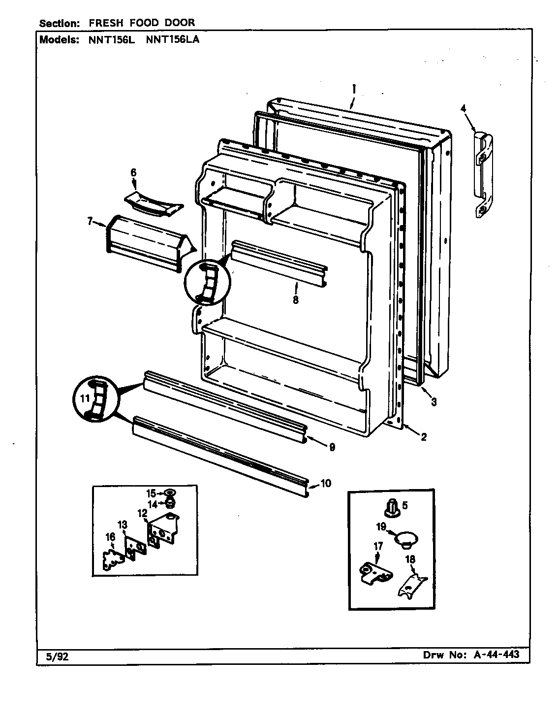 FRESH FOOD DOOR (NNT156L/CC01A) (NNT156L/CC01B) (NNT156LA/CC02A) (NNT156LA/CC02B)