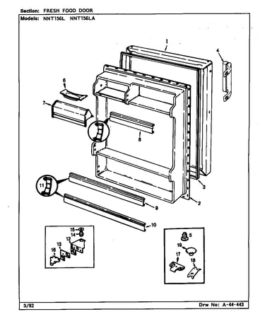 Fresh food door (nnt156l/cc01a) (nnt156l/cc01b) (nnt156la/cc02a) (nnt156la/cc02b)