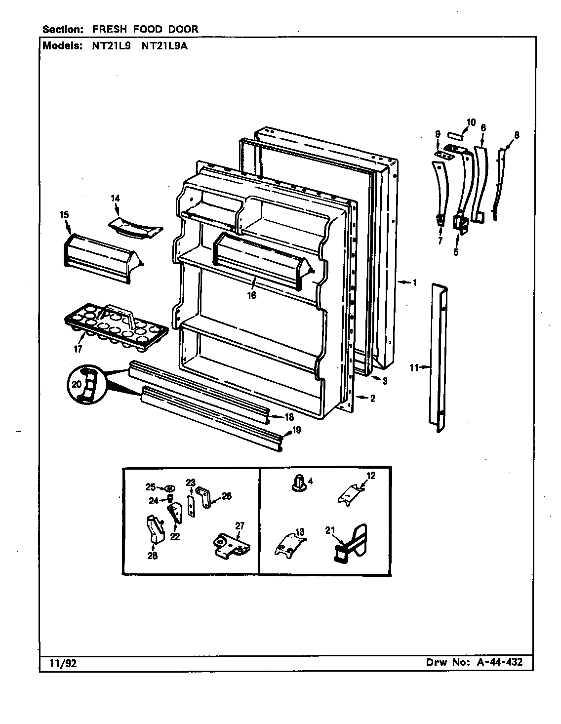 Fresh food door (nt21l9/ca75a) (nt21l9a/ca76a)