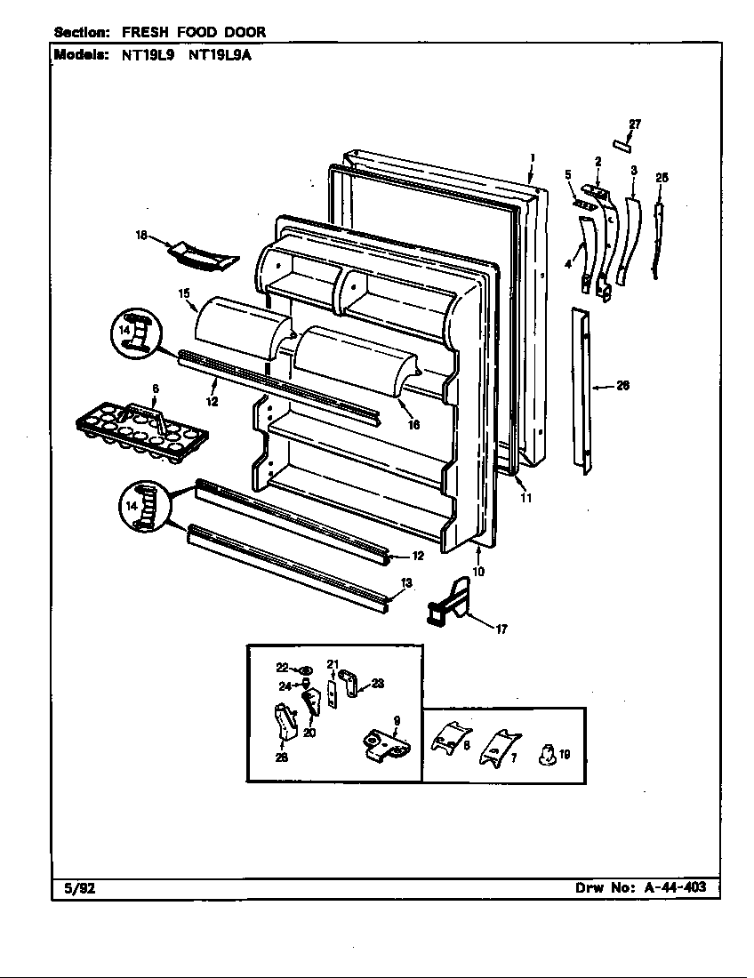 FRESH FOOD DOOR (NT19L9/CA61A) (NT19L9A/CA62A)