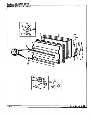 Freezer door (nt19l9/ca61a) (nt19l9a/ca62a)