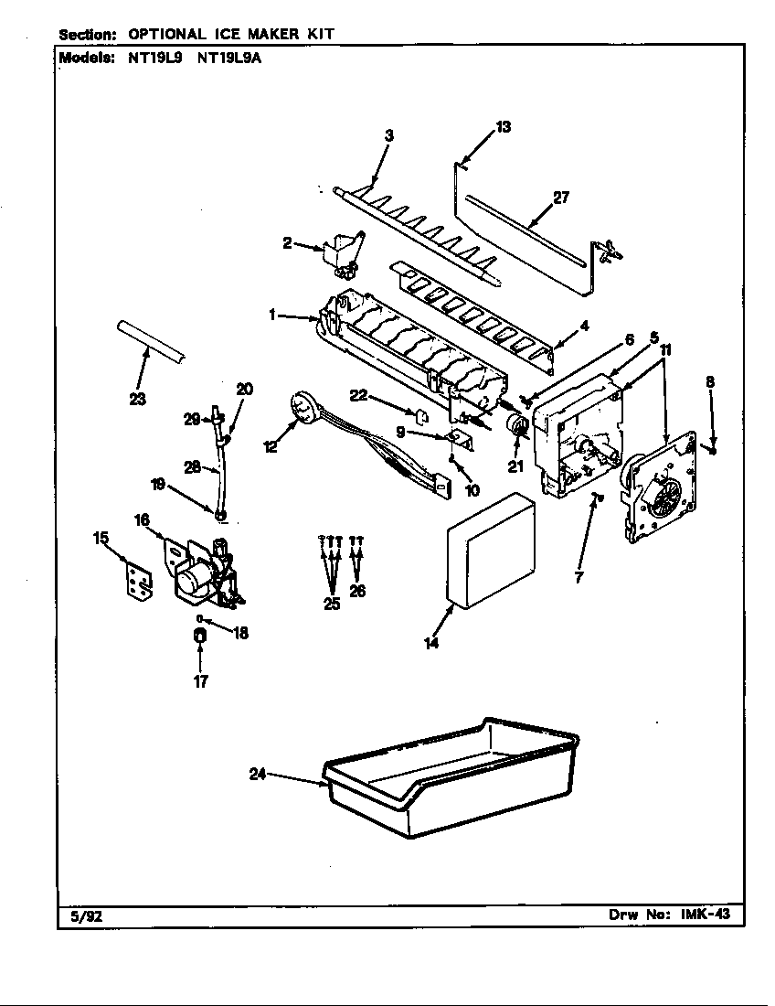 Optional ice maker kit (nt19l9/ca61a) (nt19l9a/ca62a)