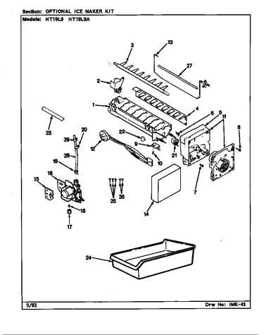 Optional ice maker kit (nt19l9/ca61a) (nt19l9a/ca62a)