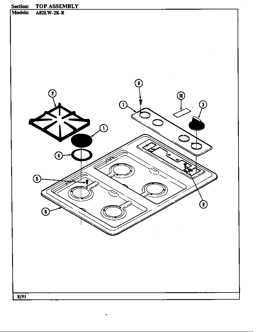 CONTROL PANEL/TOP ASSY.