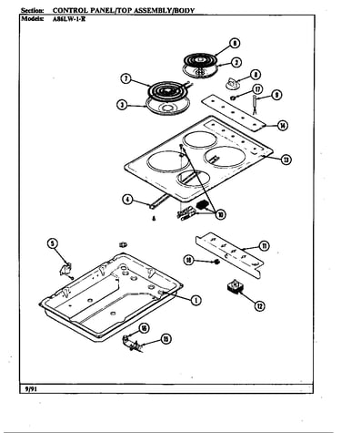 Control panel/top assy./body