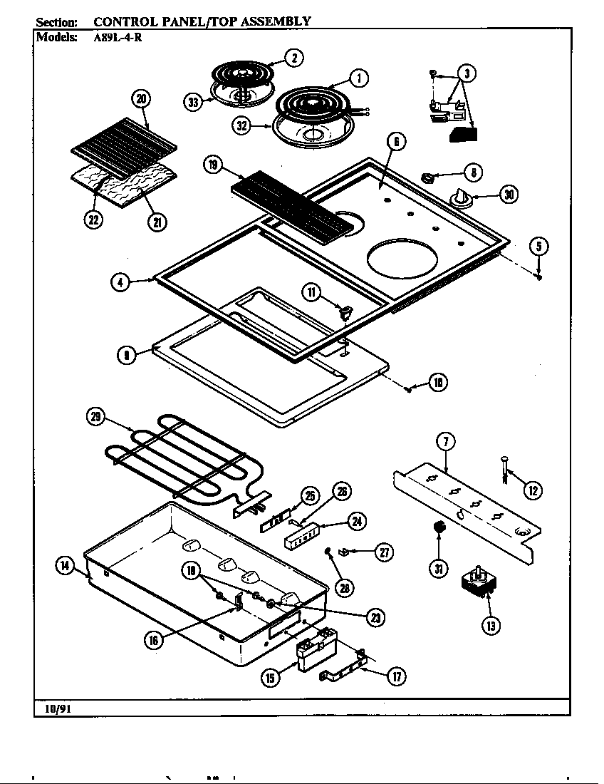 CONTROL PANEL/TOP ASSY.