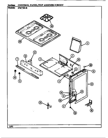 Control panel/top assy./body
