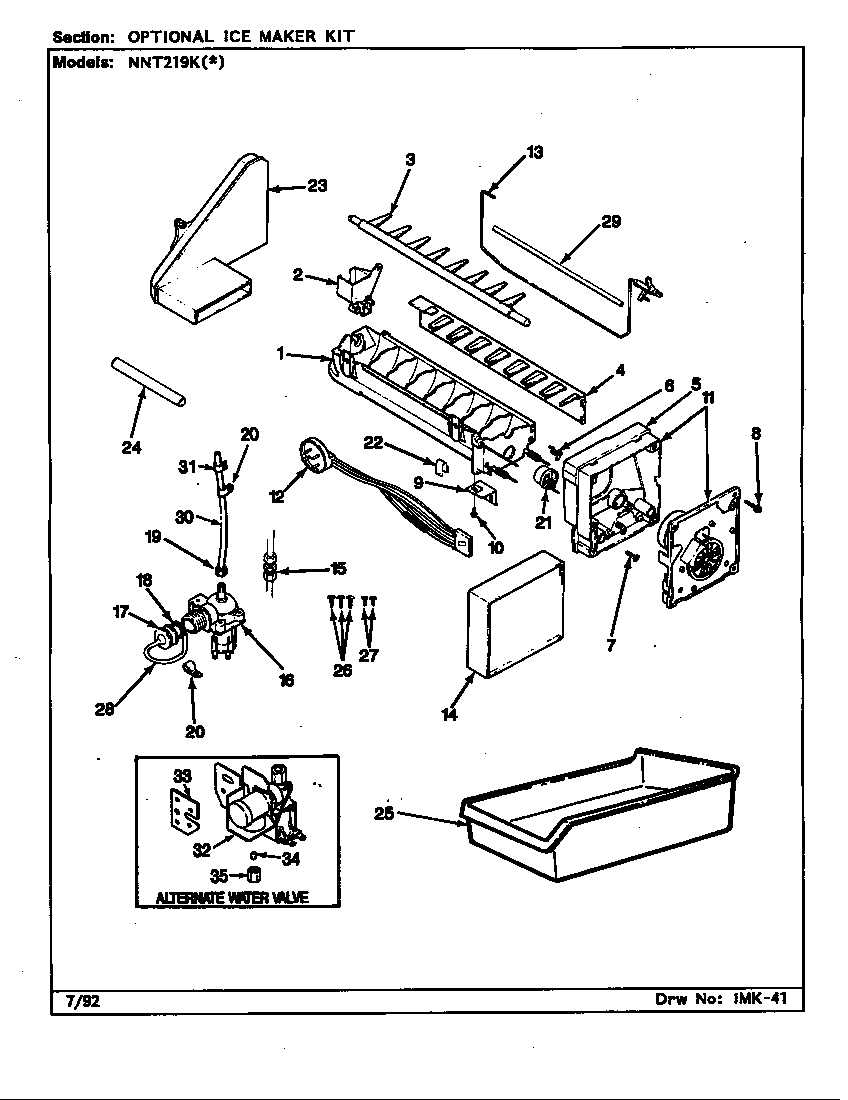 Optional ice maker kit