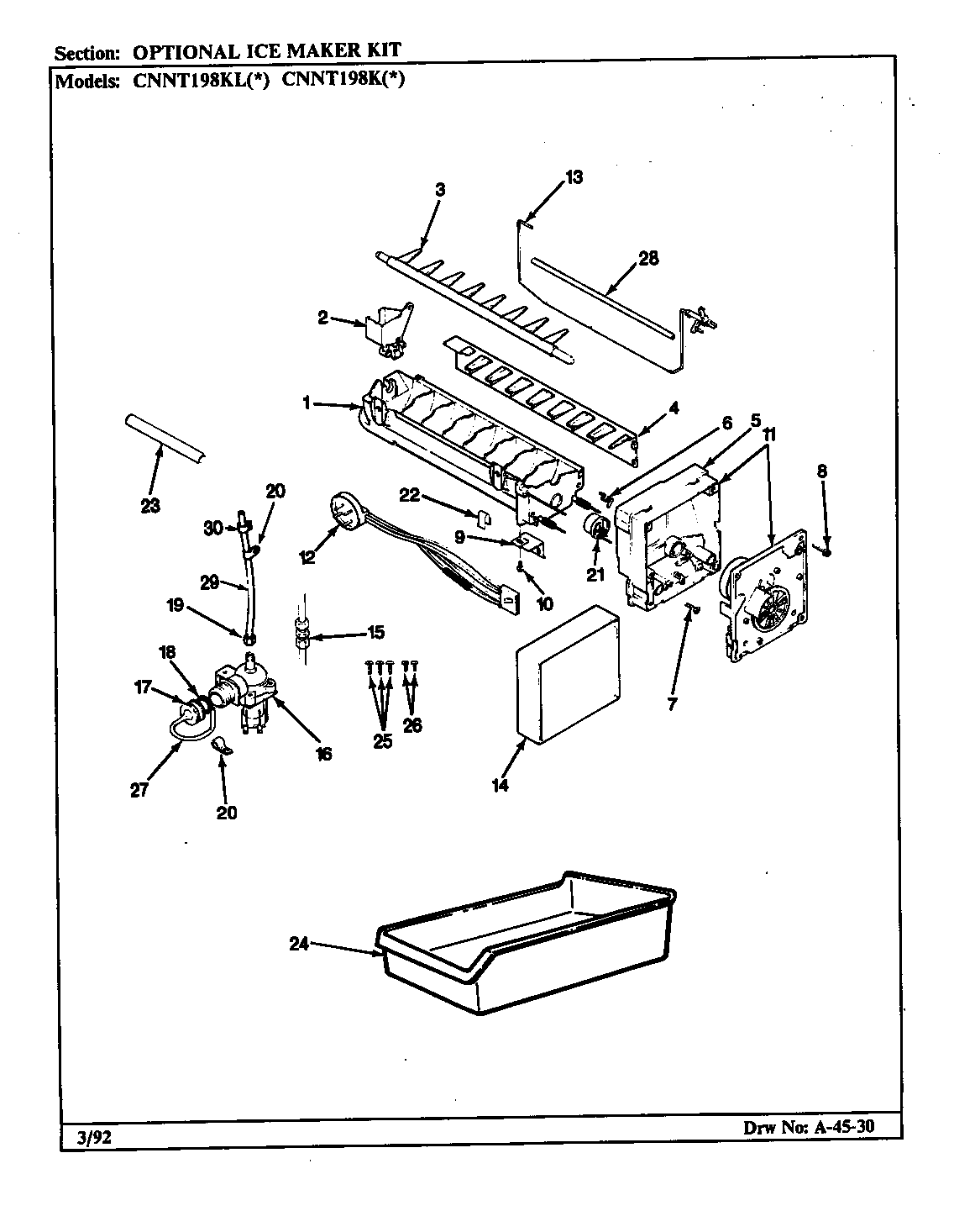 OPTIONAL ICE MAKER KIT (IMKTM10)