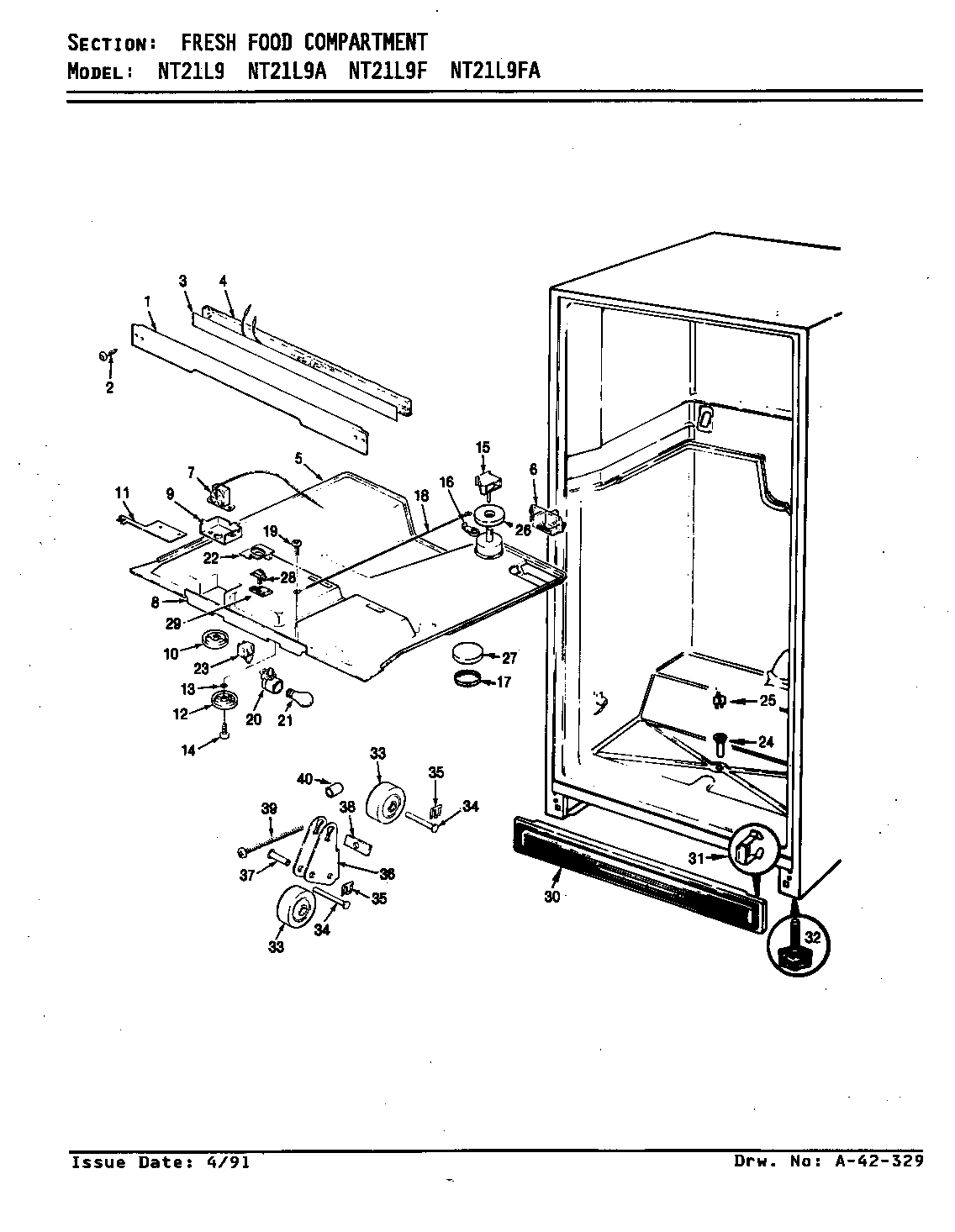 FRESH FOOD COMPARTMENT (NT21L9/AA71C) (NT21L9A/AA72C) (NT21L9F/BA73A) (NT21L9FA/BA74A)