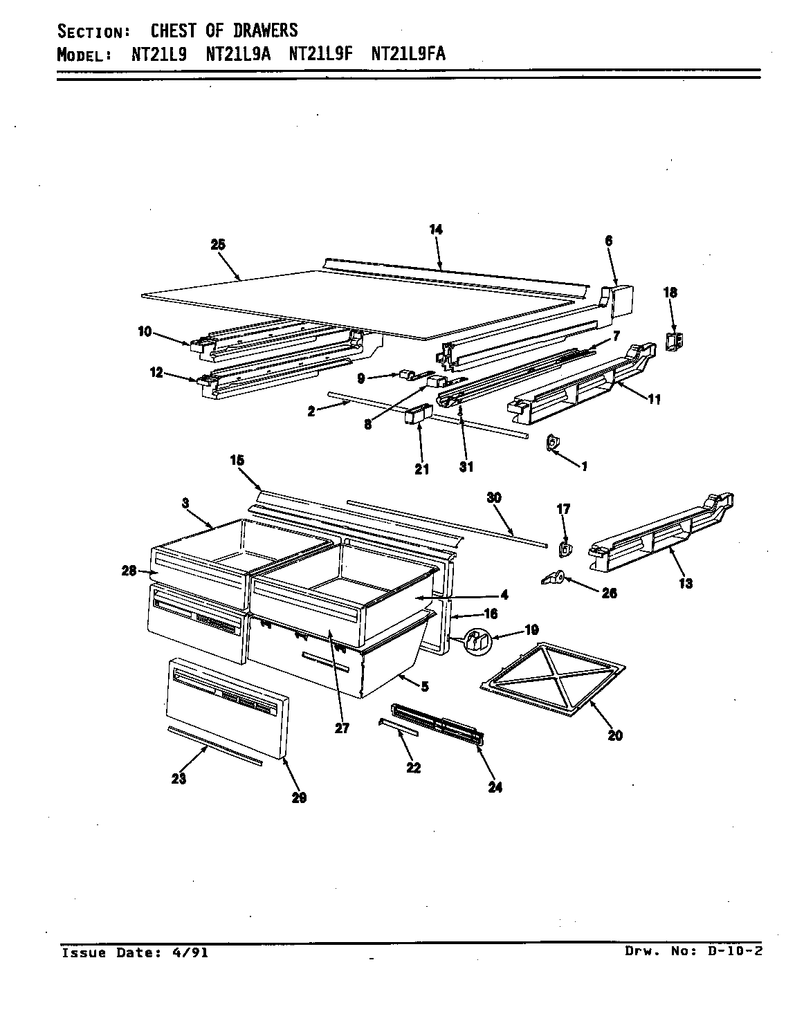 CHEST OF DRAWERS (NT21L9/AA71C) (NT21L9A/AA72C) (NT21L9F/BA73A) (NT21L9FA/BA74A)