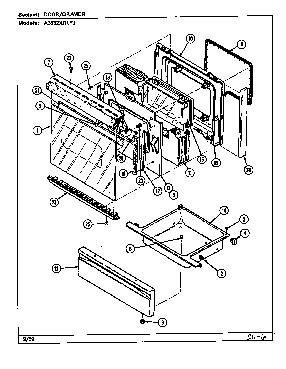 DOOR/DRAWER (A3832XR) (A3832XRA) (A3832XRW)