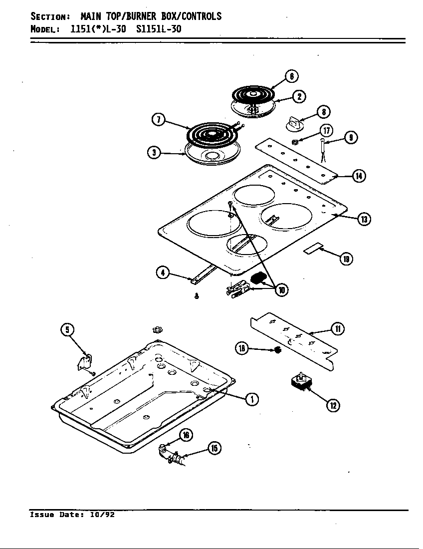 Top assy./burner box