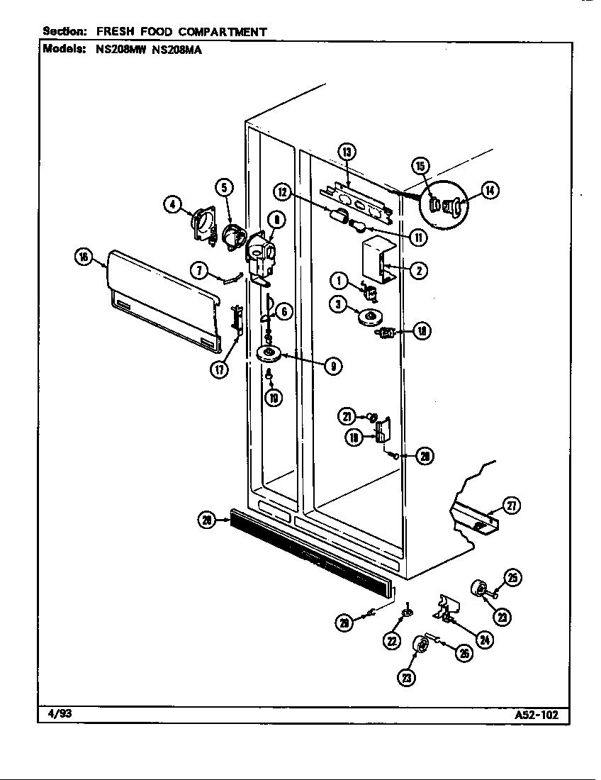 Fresh food compartment (ns208mw/dr06a) (ns208ma/dr07a)